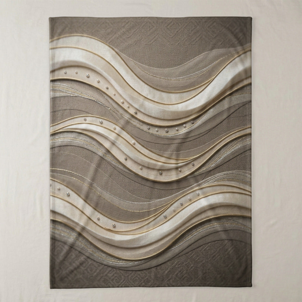 Textured throw blanket with flowing wave pattern and sparkling accents.
