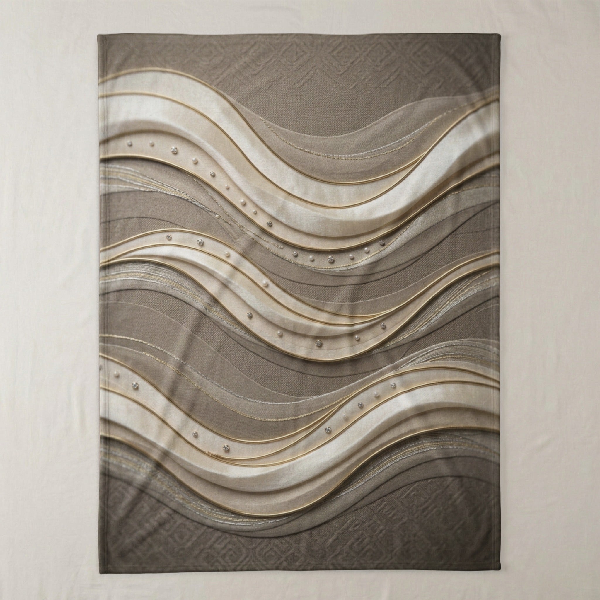 Textured throw blanket with flowing wave pattern and sparkling accents.