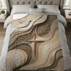 Cross with dove and olive branches on a textured, neutral background.