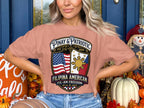 Filipina American Pinay & Patriotic t-shirt with shield design and American flag.