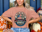 Circular graphic with US flag, cross, and "In God We Trust" text.