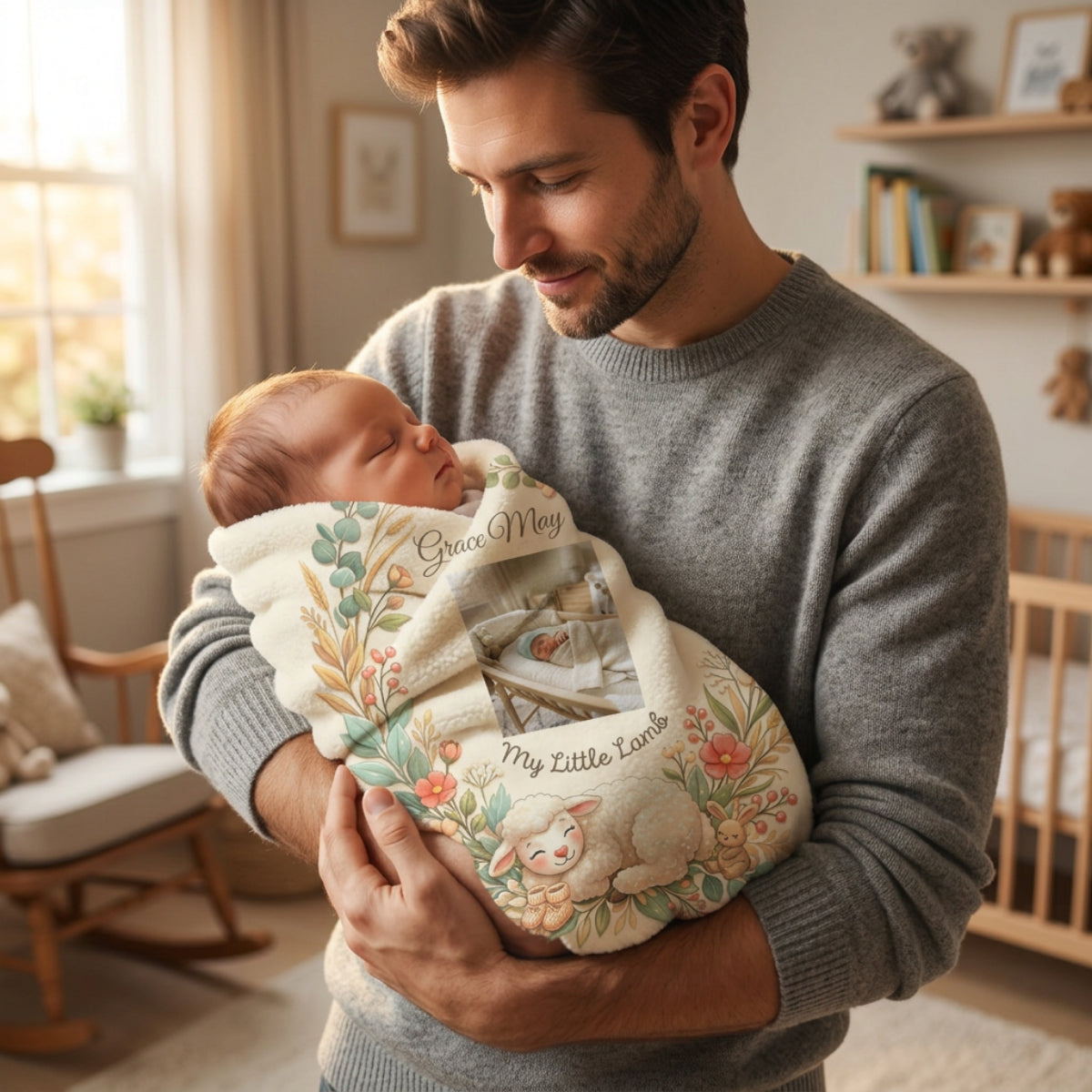 Personalized 'My Little Lamb' Baby Blanket — Soft Fleece Baby Blanket with Name & Lamb Design