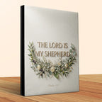 Book cover with "The Lord is My Shepherd" and "Psalm 23:1" text.