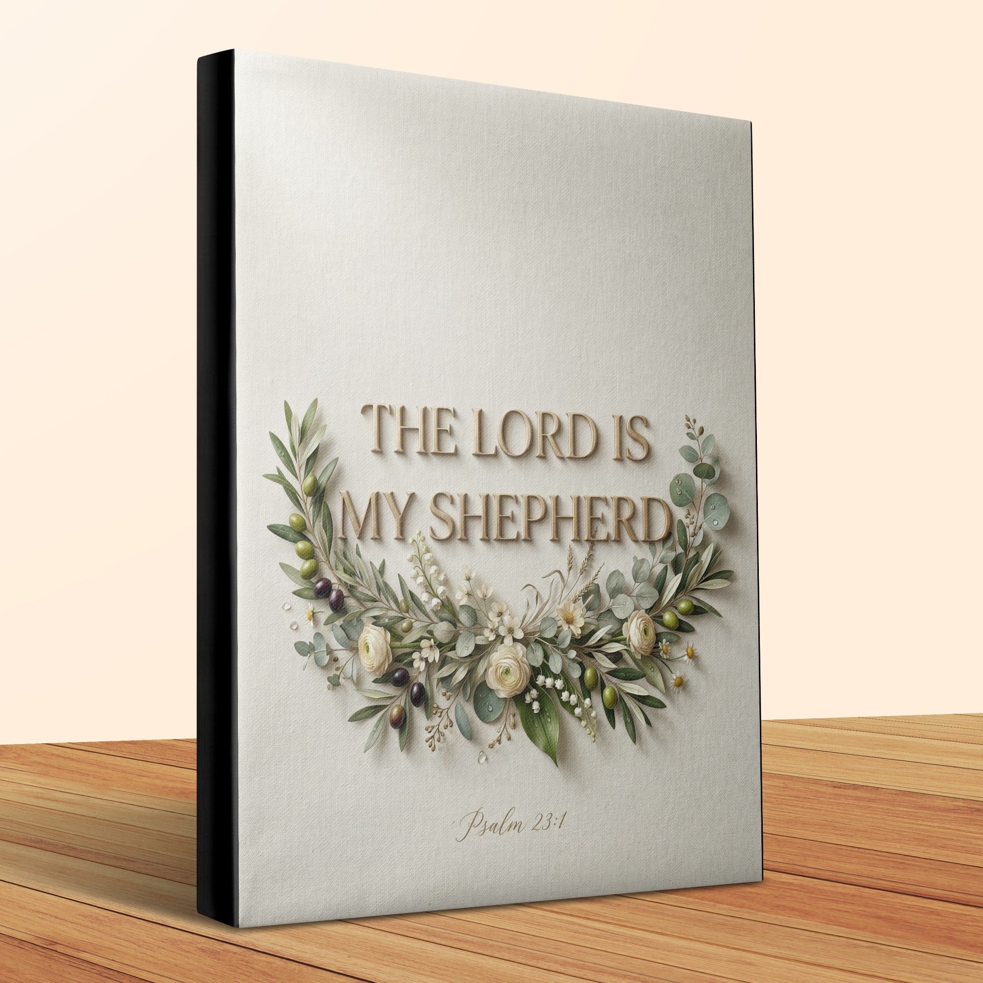 Book cover with "The Lord is My Shepherd" and "Psalm 23:1" text.