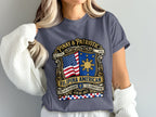 Filipina American patriotic t-shirt with US flag and Philippine sun emblem.
