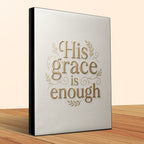 His grace is enough text on a textured canvas book cover.