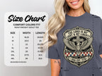 Comfort Colors size chart for heavyweight adult tee, with measurements.