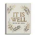 IT IS WELL WITH MY SOUL text surrounded by an olive branch wreath.
