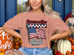 Peach t-shirt with American flag and text "Running the Race For the Kingdom 1776-2026".