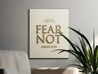 Canvas art with "FEAR NOT ISAIAH 41:10" text and a leafy branch.