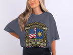 "Pinay & Patriotic" t-shirt with Philippine and US flags, "Fil-Am Freedom Celebration" text.