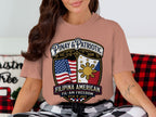 Pinay & Patriotic Filipina American flag crest with "Fil-Am Freedom" text.