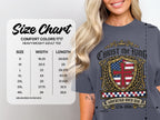 Comfort Colors 1717 heavyweight adult tee size chart with measurements.