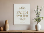 Canvas wall art with "FAITH over FEAR" and "ISAIAH 41:10".