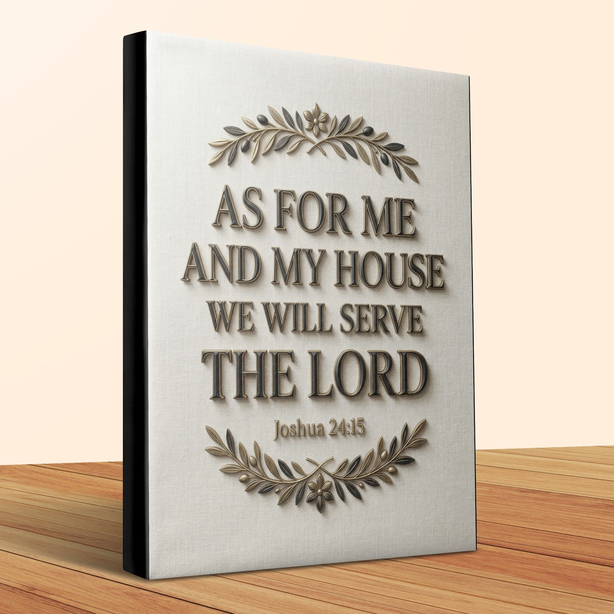 Canvas wall art with "As for me and my house we will serve the Lord" quote.