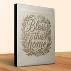 Bless this home decorative wall art with floral wreath.