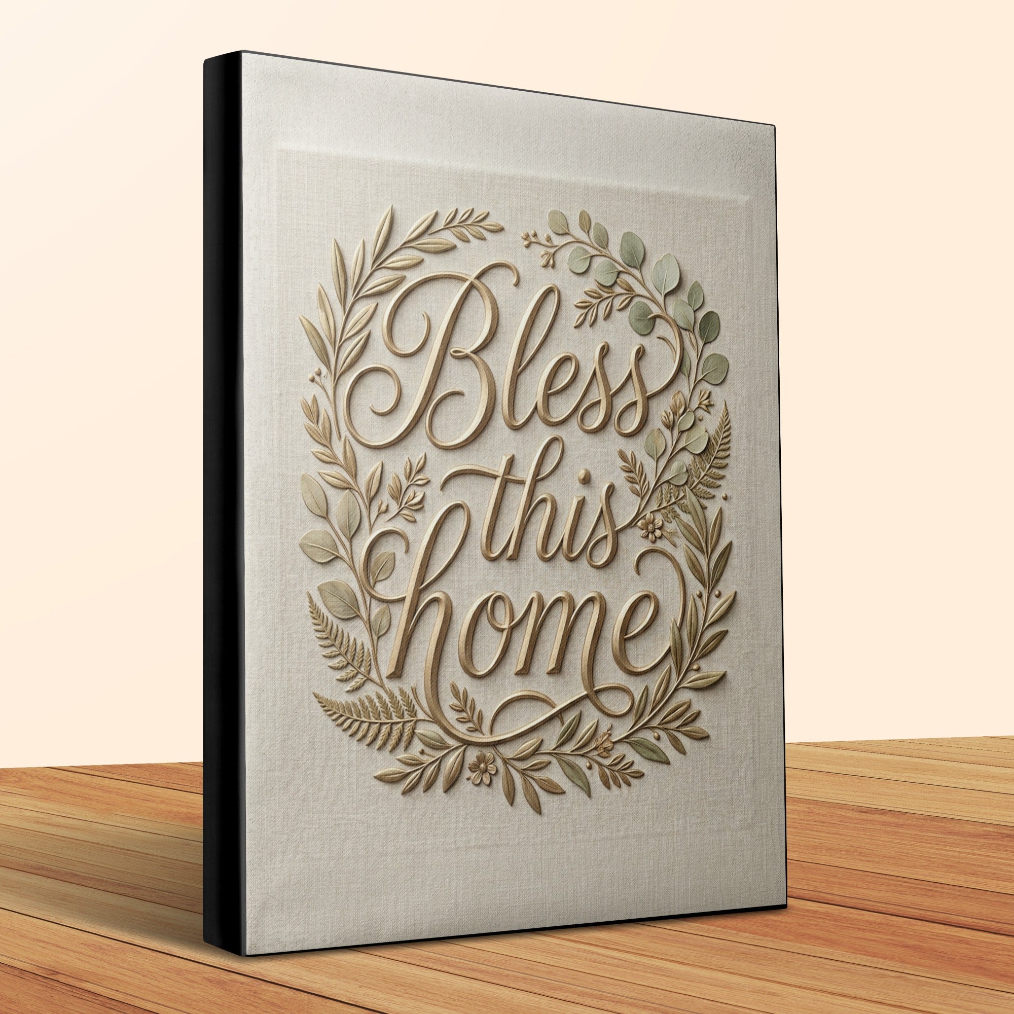 Bless this home decorative wall art with floral wreath.