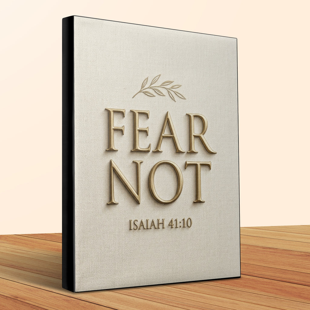 Hardcover Bible with "Fear Not Isaiah 41:10" embossed on cover.