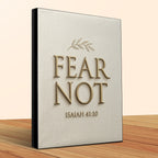 Hardcover Bible with "Fear Not Isaiah 41:10" embossed on cover.