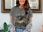 Grey t-shirt with eagle, laurel wreath, and "Lord of Liberty 1776-2026 HE IS KING".