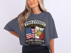 Pinay & Patriotic Filipina American Freedom t-shirt with US and Philippine flags.