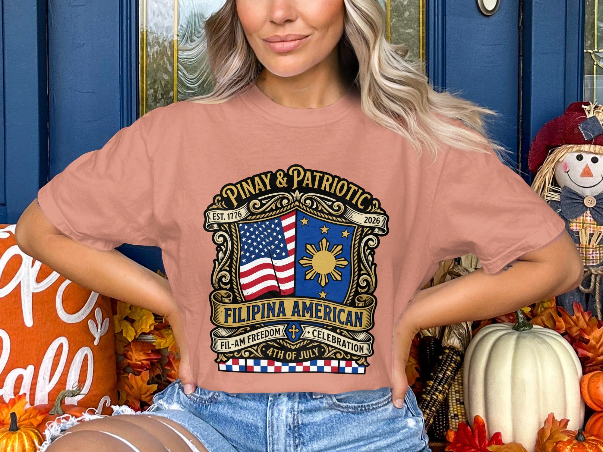 Pinay & Patriotic Filipina American Freedom Celebration 4th of July t-shirt.