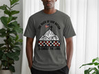 Gray t-shirt with mountain, flag, and text "The Rock of Our Nation Is Christ the Lord".