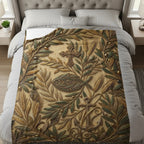 Textured blanket with a Christian fish, anchor, and cross motif.