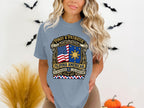 Gray t-shirt with "Pinay & Patriotic Filipina American Fil-Am Freedom Celebration 4th of July" text and US flag.