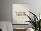 Canvas print with "LET YOUR LIGHT SHINE" and a leafy branch design.