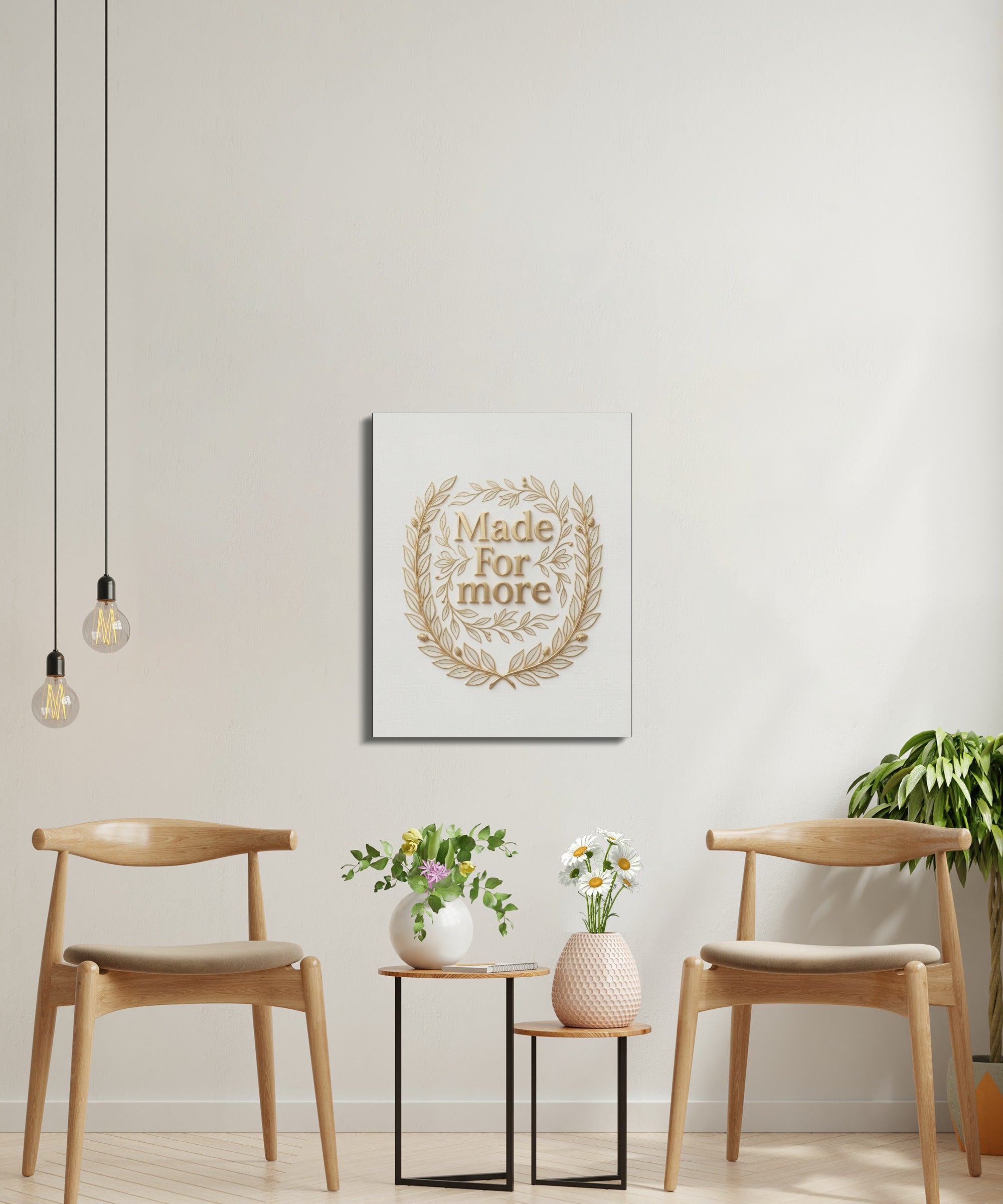 White square artwork with "Made for More" text in a gold wreath.