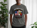 Filipina American patriotic t-shirt with US flag and sun emblem.