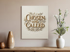 Text art with "Chosen and Called" inscribed within a decorative border.