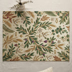 Tablecloth with olive branches, birds, crosses, and grapes.