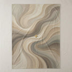 Swirling abstract pattern of neutral tones with a golden plus symbol accent.