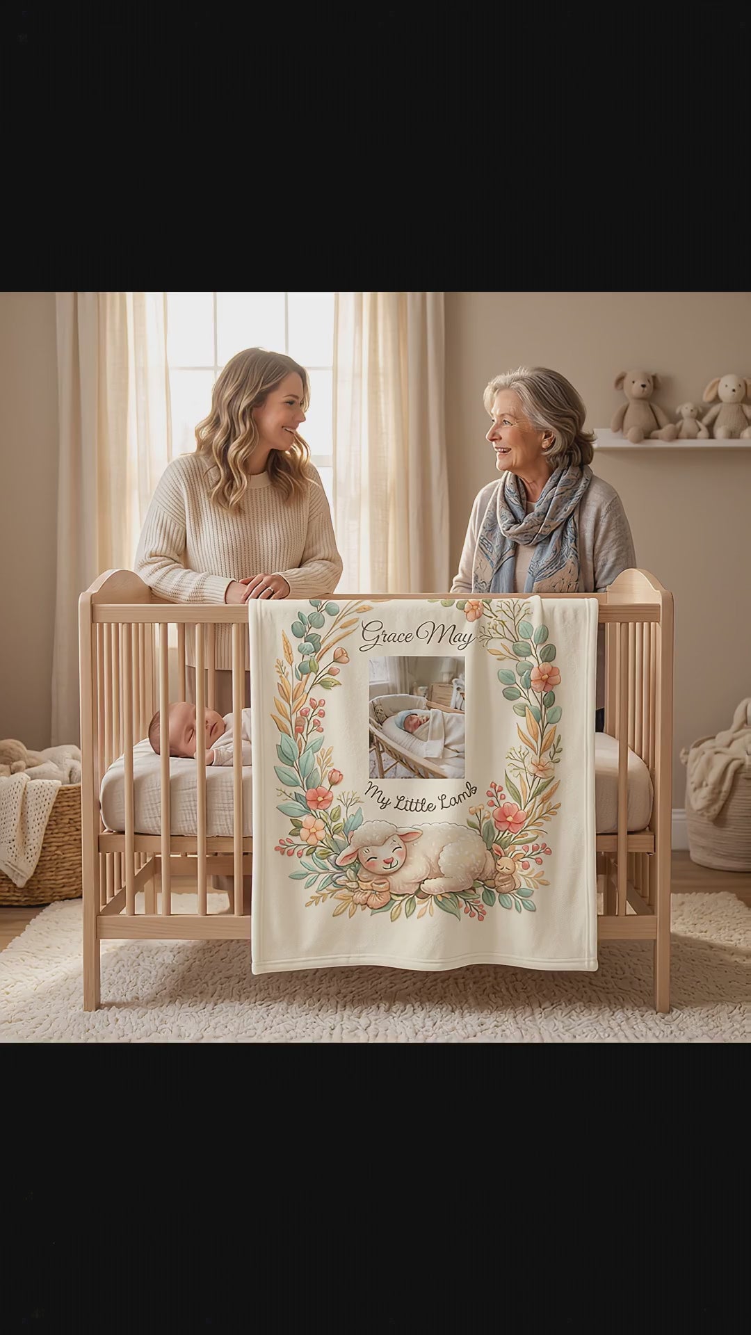 Personalized 'My Little Lamb' Baby Blanket — Soft Fleece Baby Blanket with Name & Lamb Design
